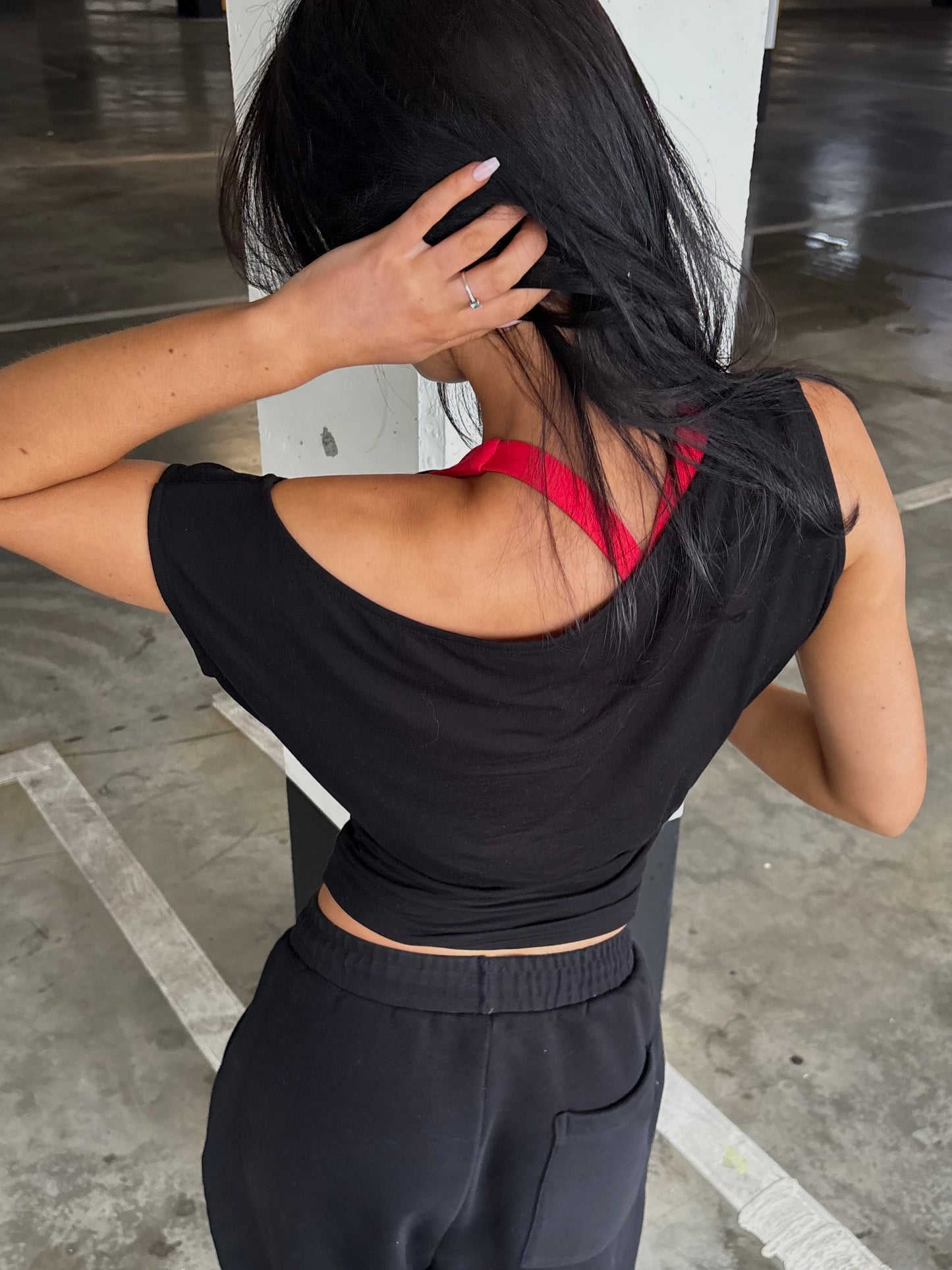Black off shoulder top