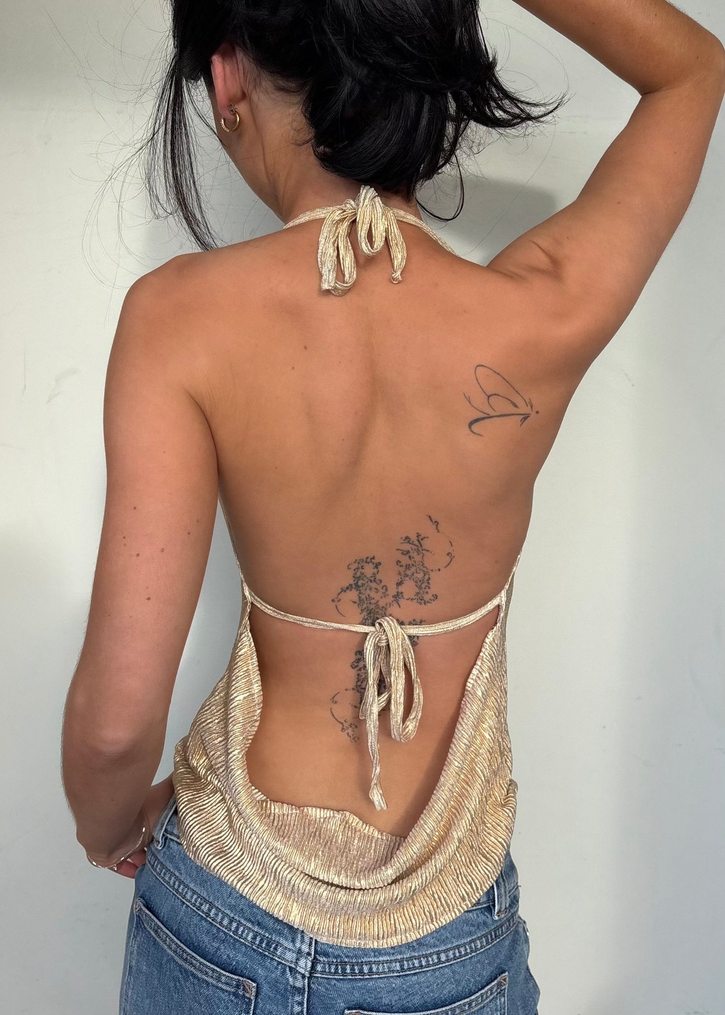 Gold halter top