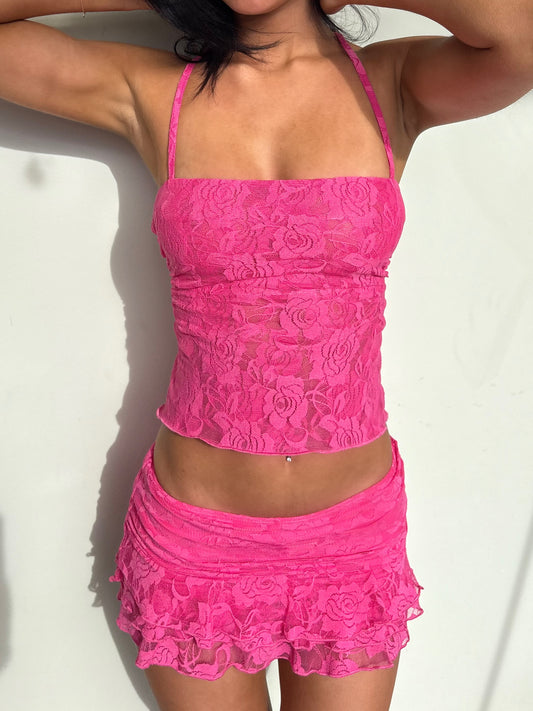 Hot pink Lace Skirt