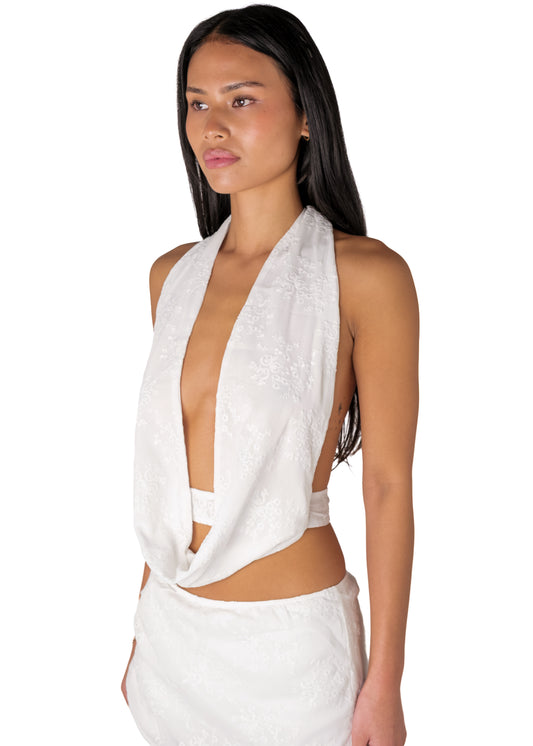 White Scoop Top
