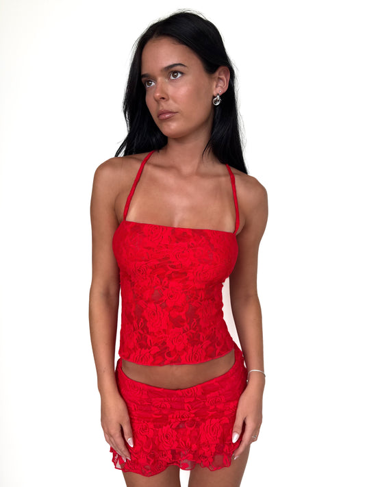 Red Lace Top