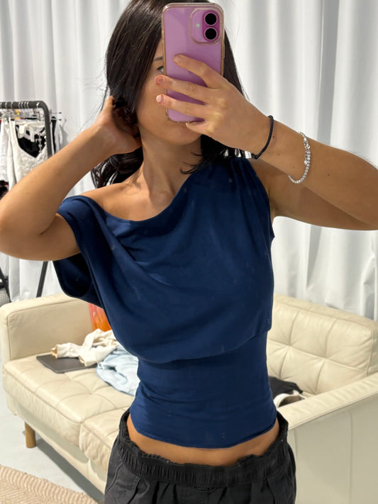 Navy off shoulder top