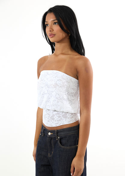 White strapless top