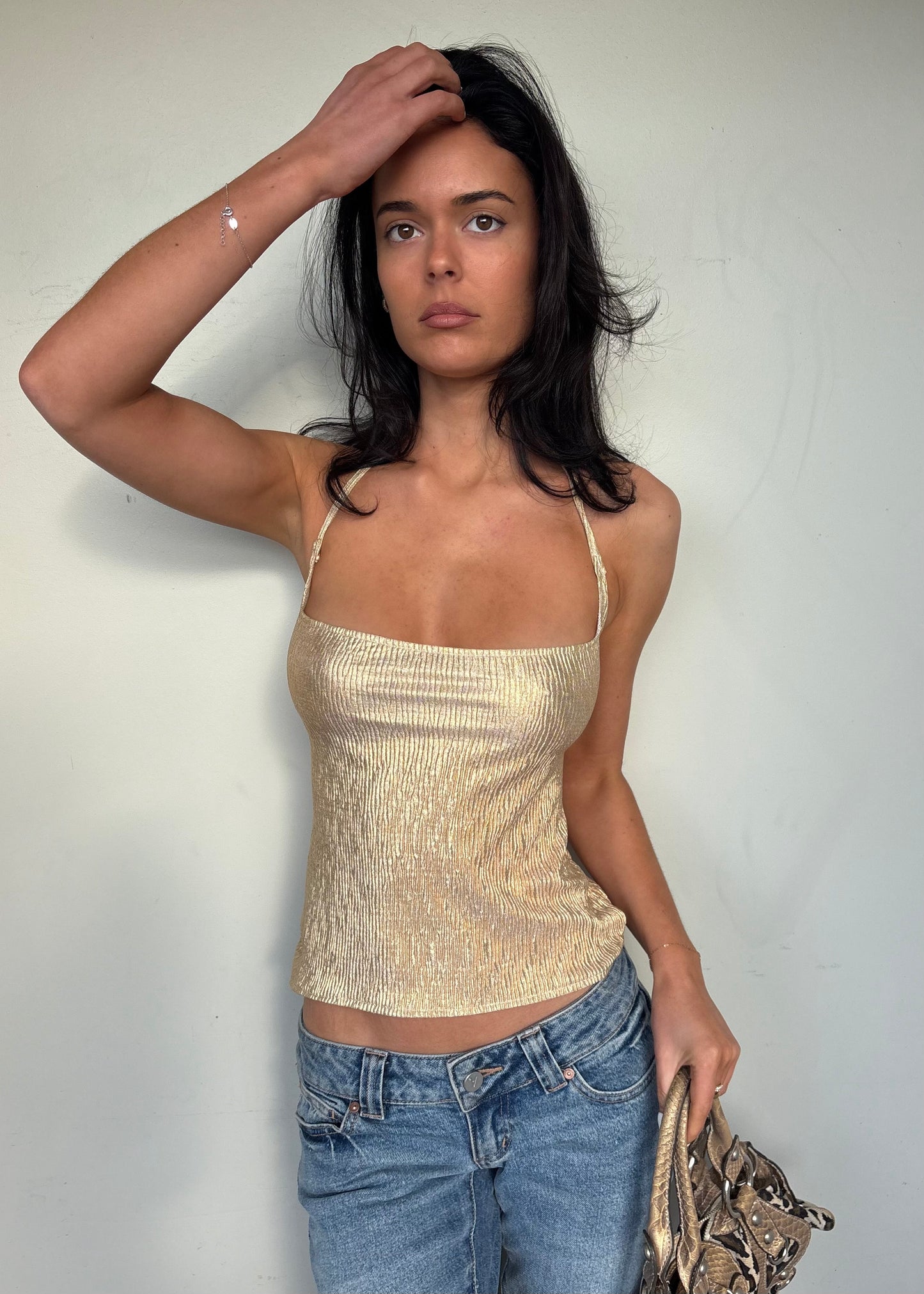 Gold halter top