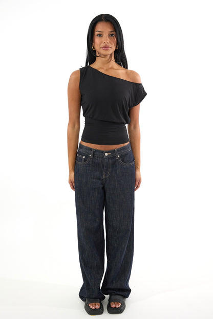 Black off shoulder top