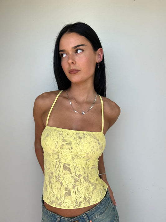 Yellow lace top