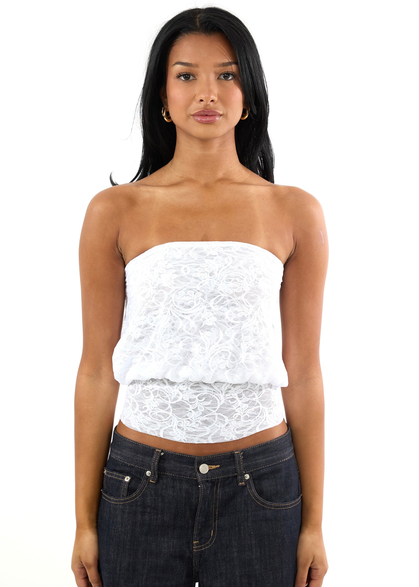 White strapless top