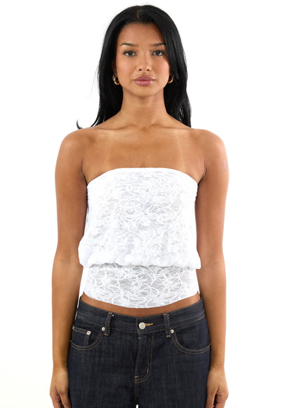 White strapless top