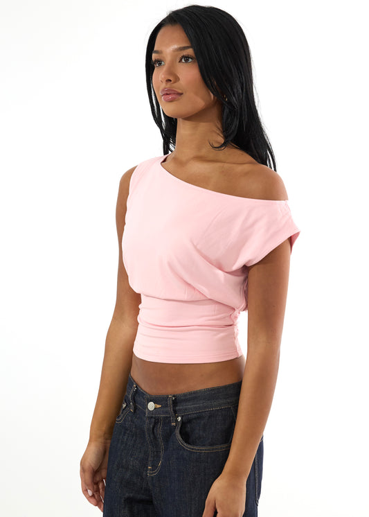 Pink off shoulder top