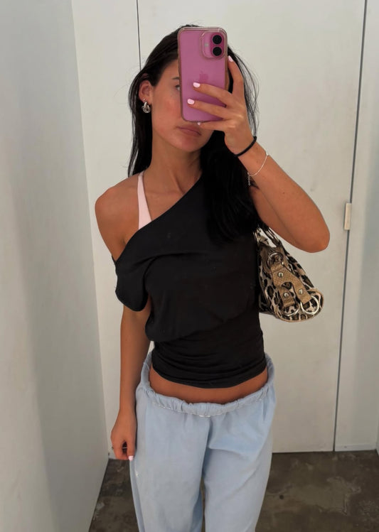 Black off shoulder top