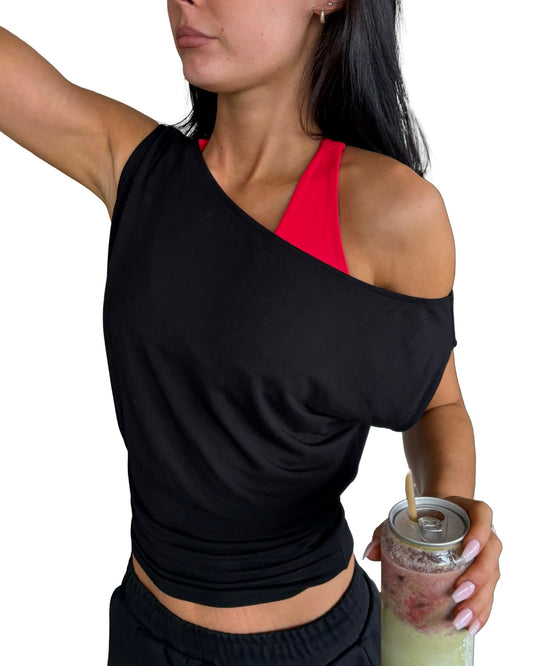 Black off shoulder top