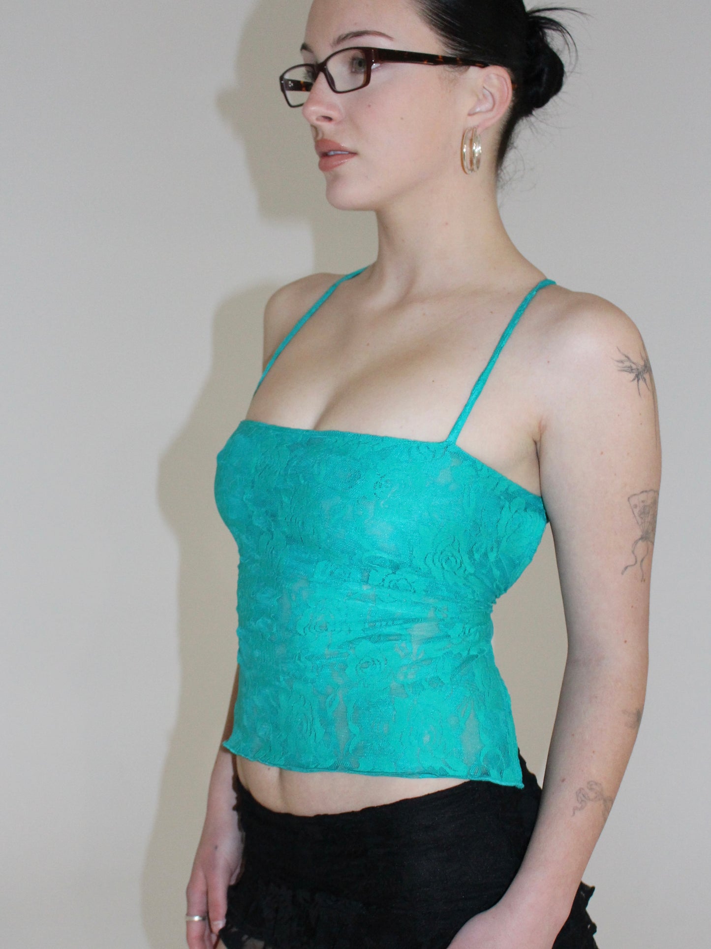 Turquoise lace top