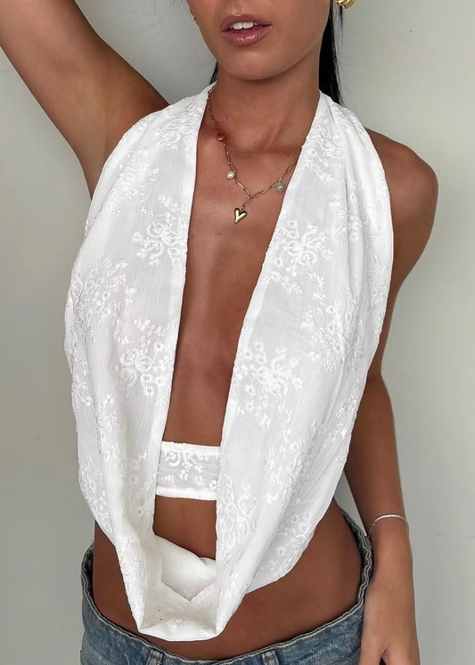 White Scoop Top