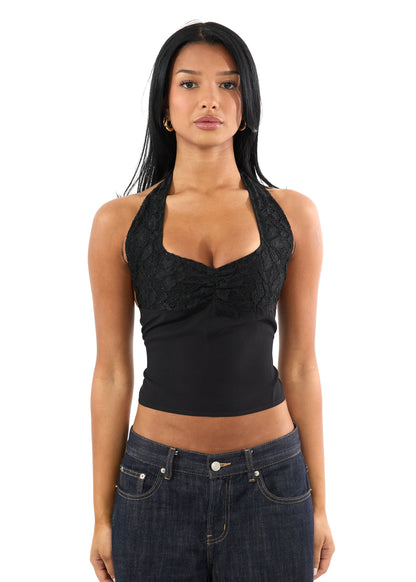 Black Lace Halter Top
