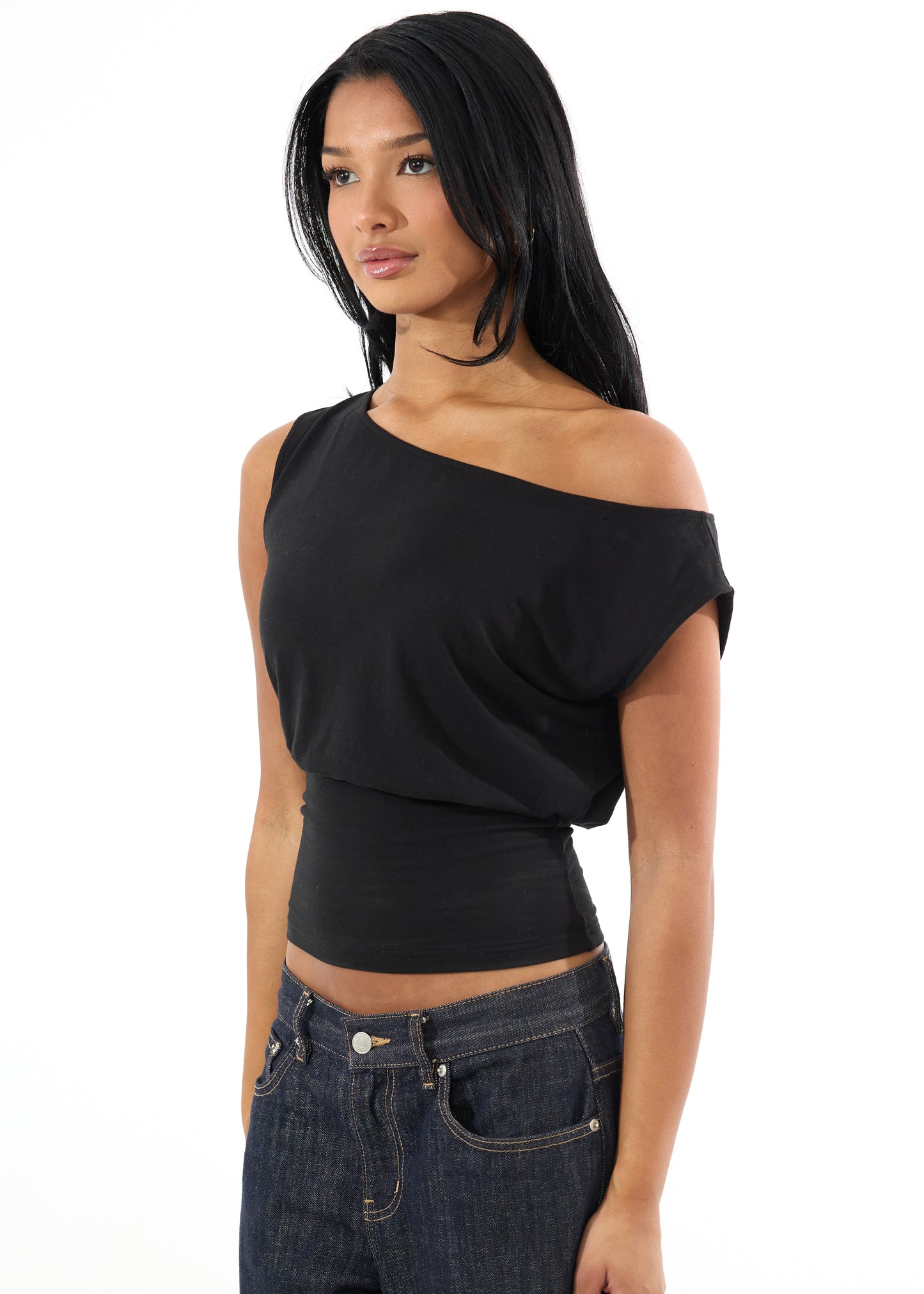 Black off shoulder top