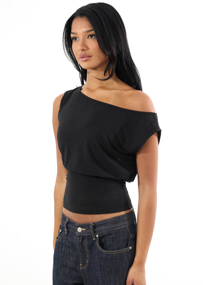 Black off shoulder top