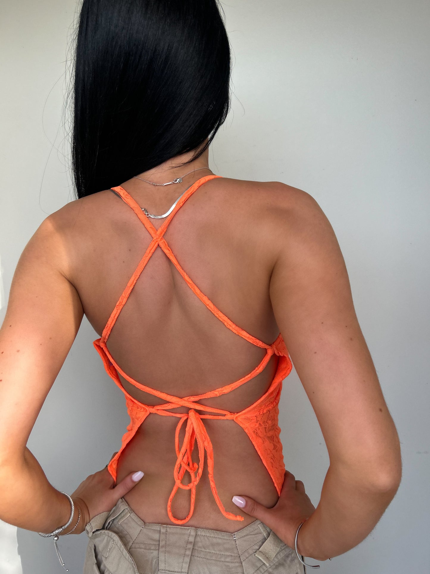 Orange lace top