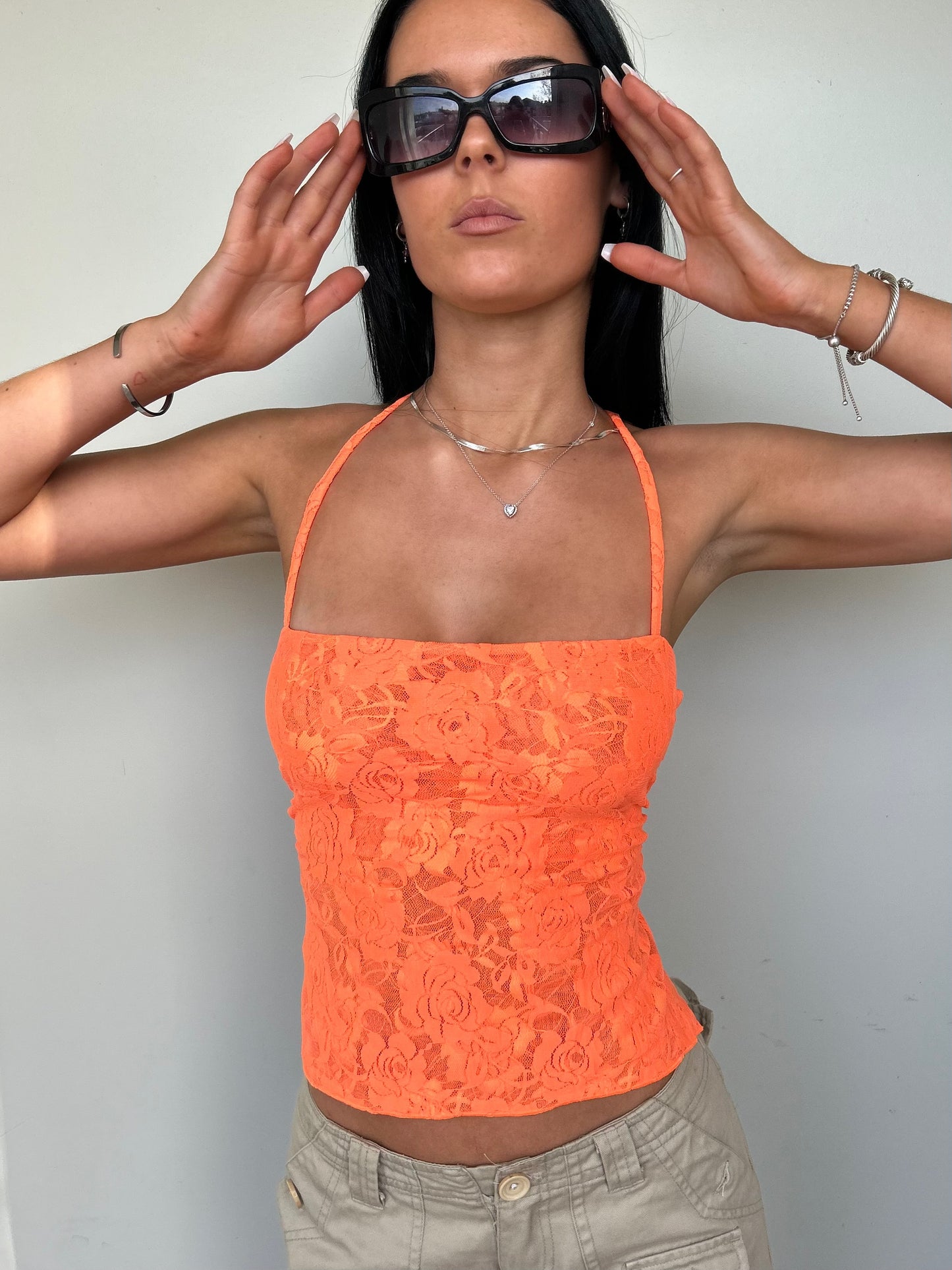 Orange lace top