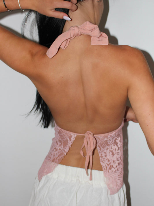 Light pink lace halter