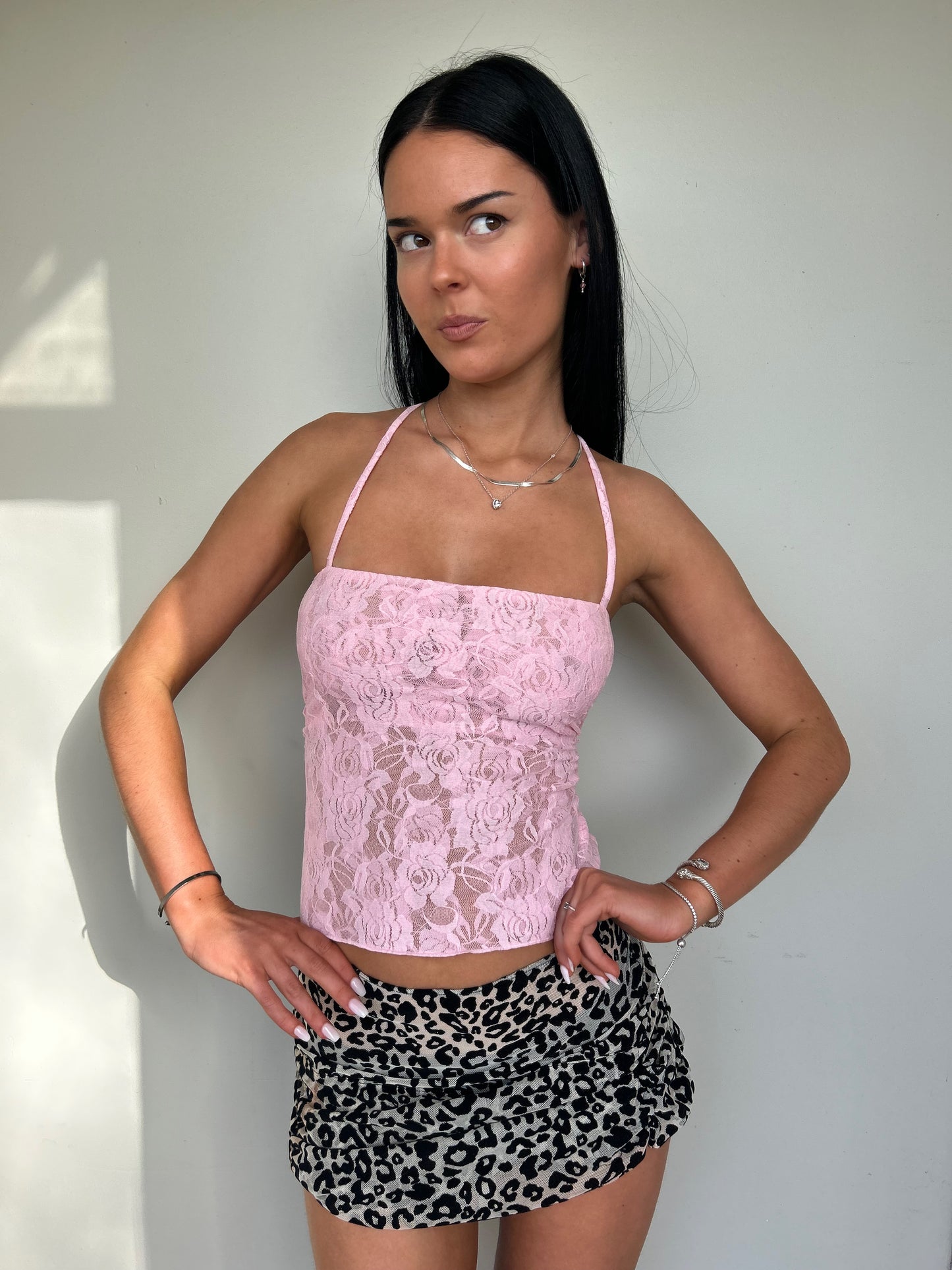 Baby pink lace top