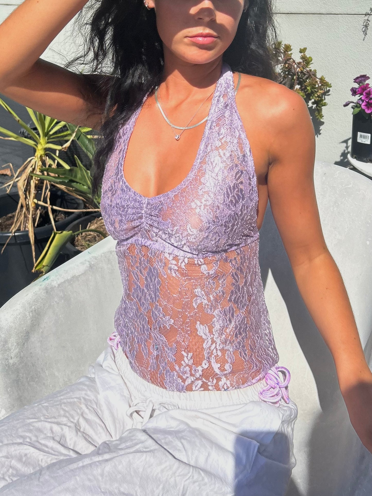 Lavender lace halter