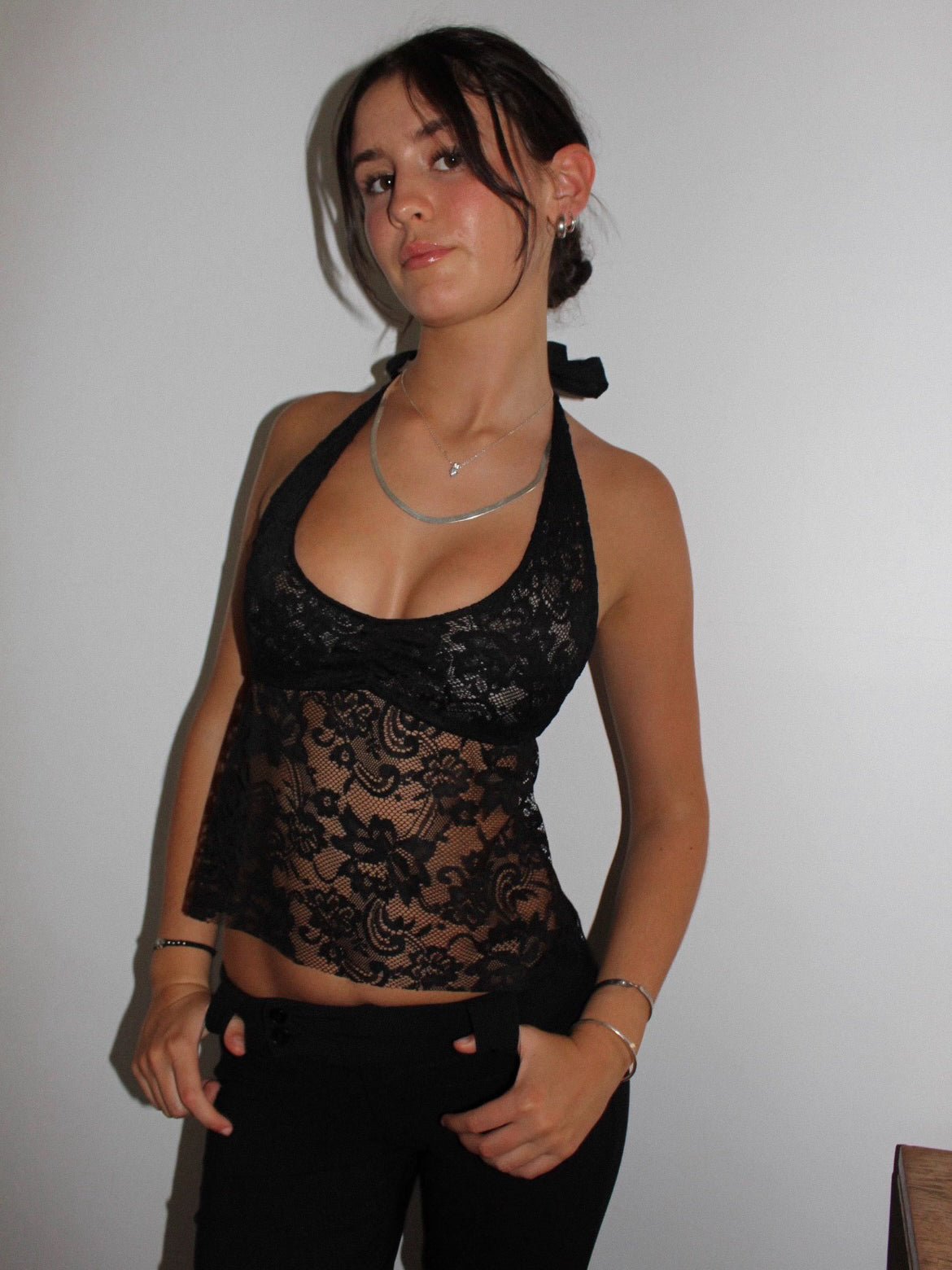 Black lace halter