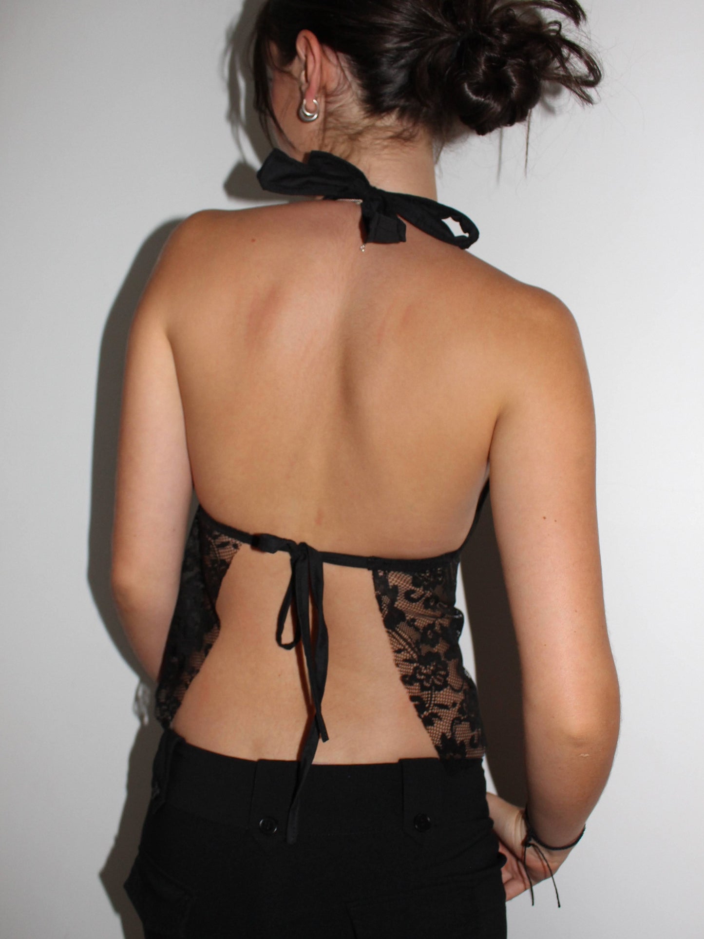 Black lace halter