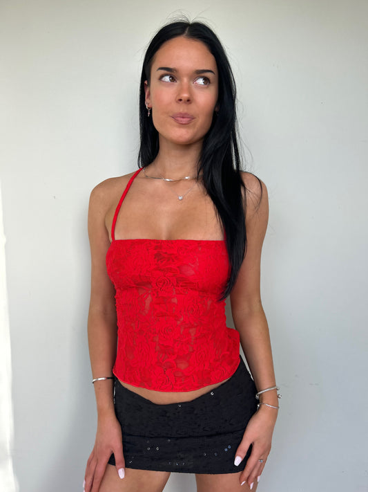 Red lace top